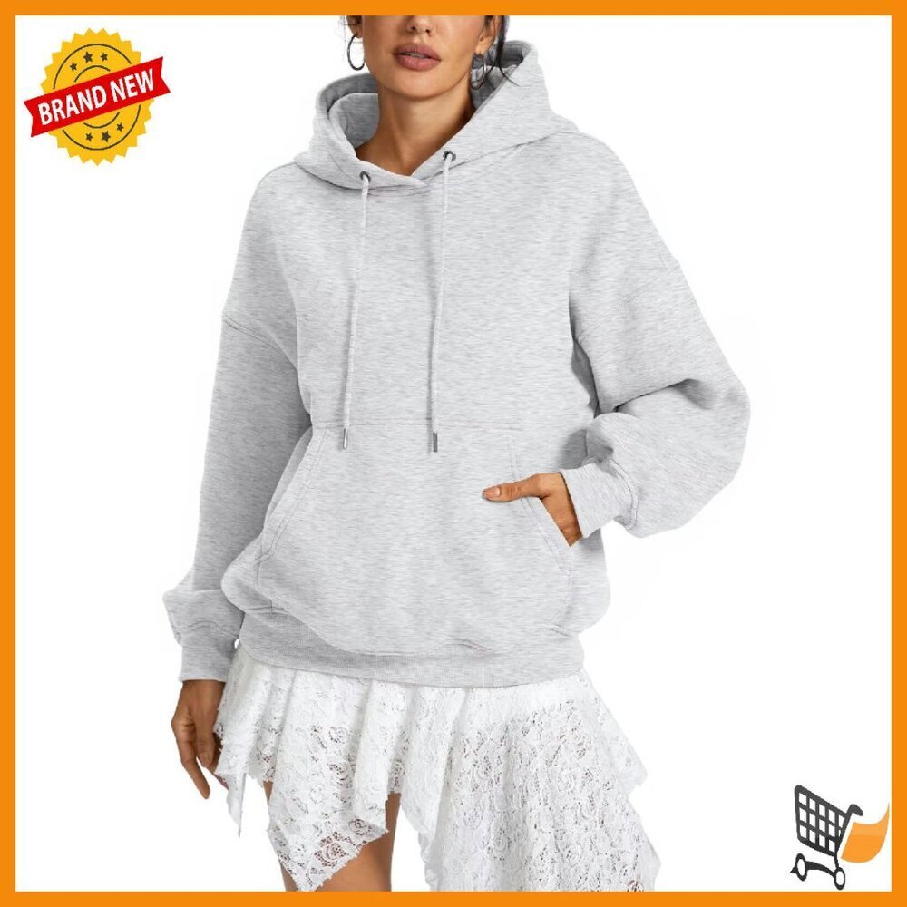 Oversized Fleece Hoodie with Pocket, Drop Shoulder, Cozy Pullover